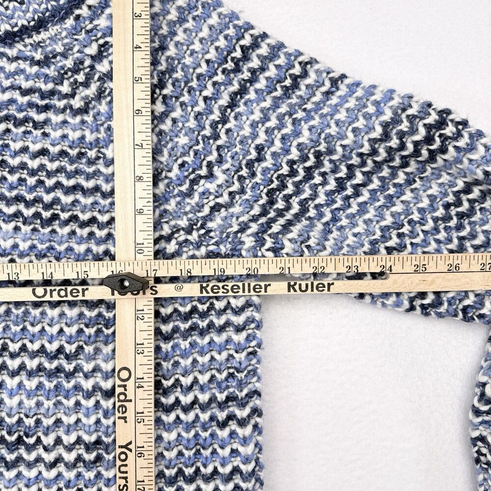 Gap Sweater Women Size Medium Blue Thick Knit Crew Neck Pullover Fisherman Wool - Picture 9 of 10